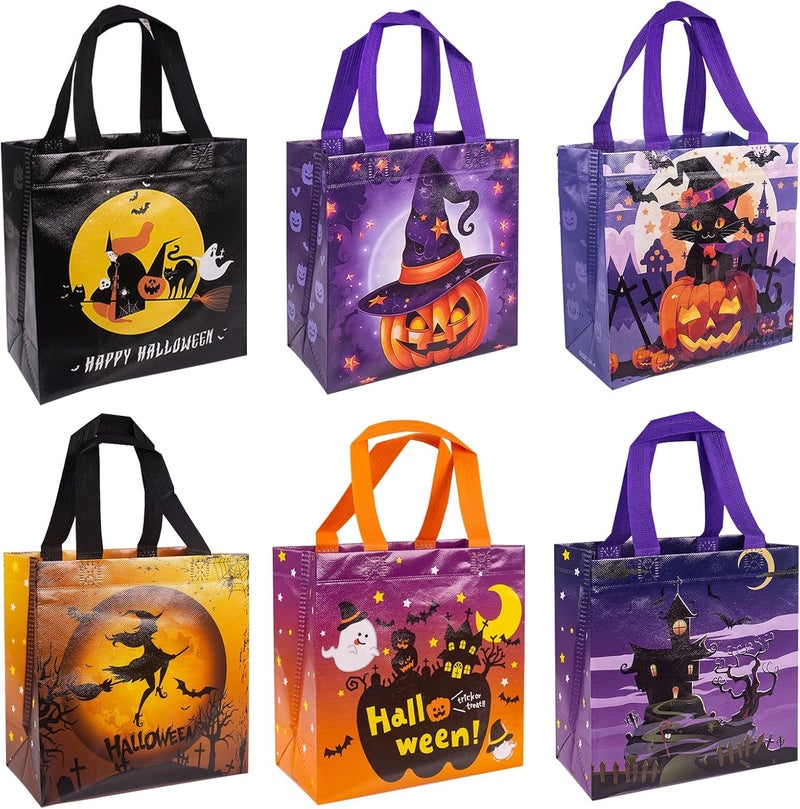 Muswarm 6pc Gift Bags Halloween,Trick or Treat Bags Non-woven, Reusable Gift Wrapping, Halloween Party Supplie(halloween) - Image 1